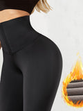 Solid High Waist Leggings Women Breasted Sports Gym Girl Warm Leggins Mujer Jogging Workout Casual Push Up Legging Fitness